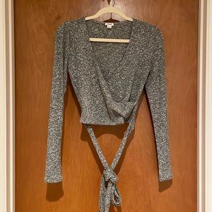 Garage grey wrap crop top